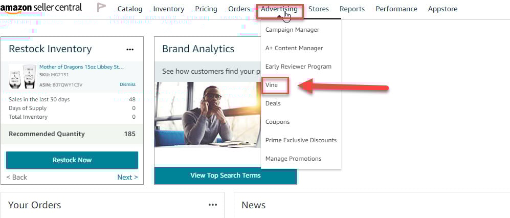 Amazon Vine dashboard